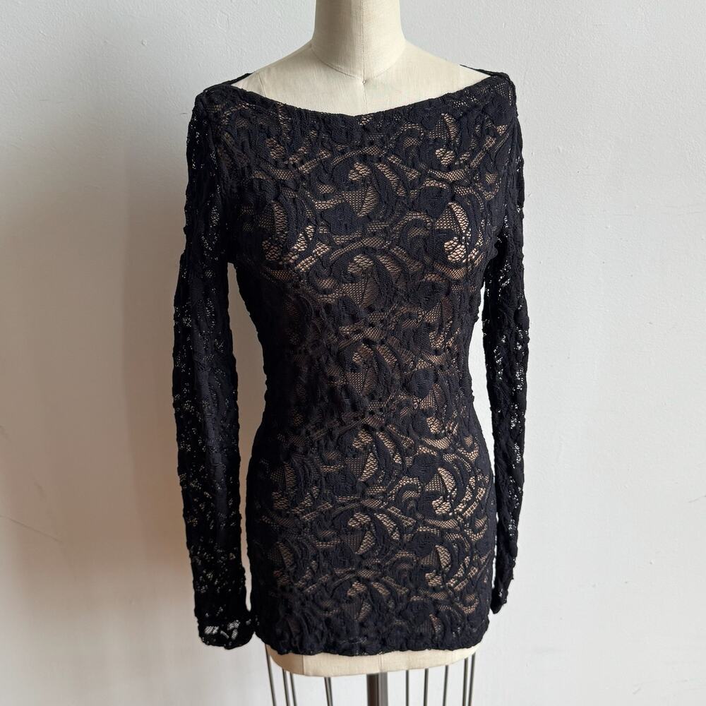 ANNE FONTAINE Castille Stretch Black Lace Top
